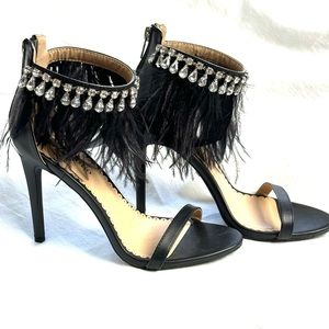 Zigi Soho (size 8) Black Ostrich Feather Stiletto Sandal